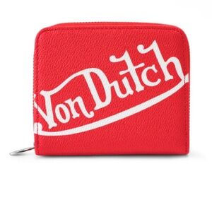Von Dutch Classic Red zip around compact Wallet NWT